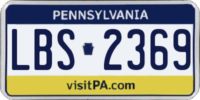 PA license plate LBS2369