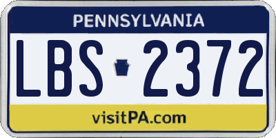 PA license plate LBS2372