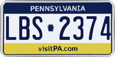 PA license plate LBS2374