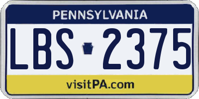 PA license plate LBS2375