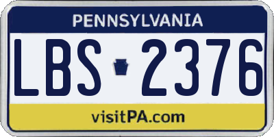 PA license plate LBS2376