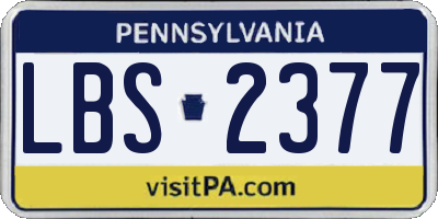 PA license plate LBS2377