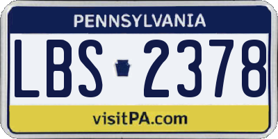 PA license plate LBS2378