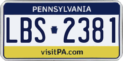 PA license plate LBS2381