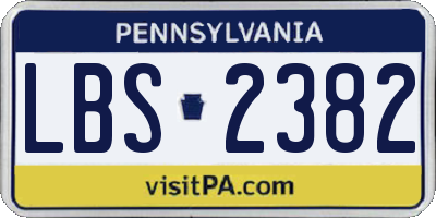 PA license plate LBS2382