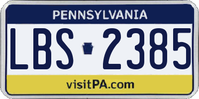PA license plate LBS2385
