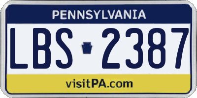 PA license plate LBS2387
