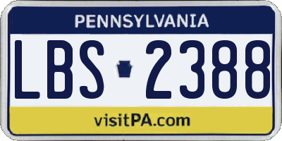 PA license plate LBS2388