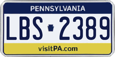 PA license plate LBS2389