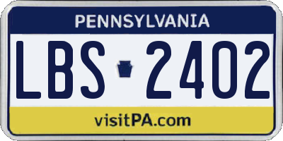 PA license plate LBS2402