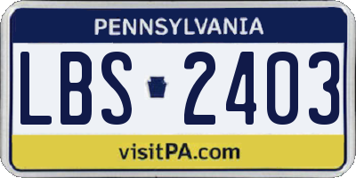 PA license plate LBS2403