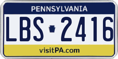PA license plate LBS2416