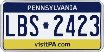 PA license plate LBS2423