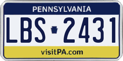 PA license plate LBS2431