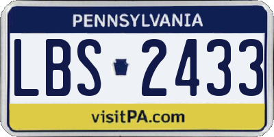PA license plate LBS2433