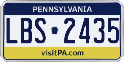 PA license plate LBS2435