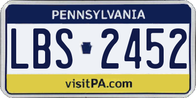 PA license plate LBS2452
