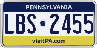 PA license plate LBS2455