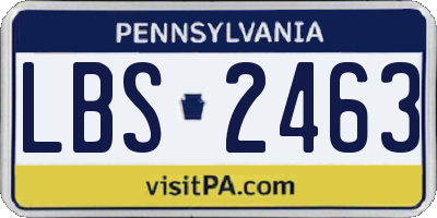 PA license plate LBS2463