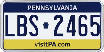 PA license plate LBS2465