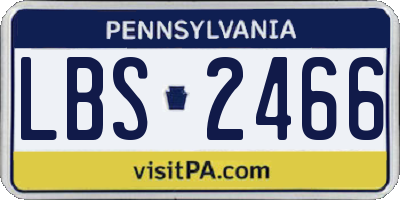 PA license plate LBS2466