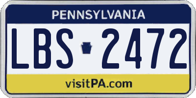 PA license plate LBS2472