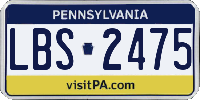 PA license plate LBS2475