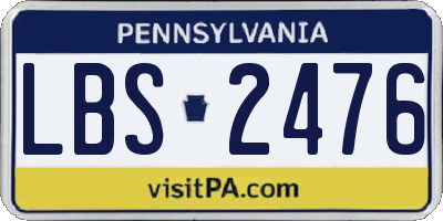 PA license plate LBS2476