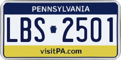 PA license plate LBS2501