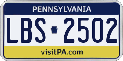PA license plate LBS2502