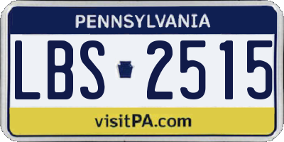 PA license plate LBS2515