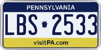PA license plate LBS2533