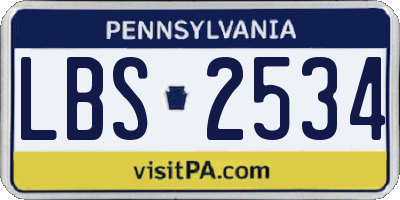 PA license plate LBS2534