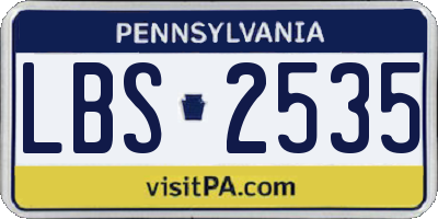 PA license plate LBS2535