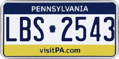 PA license plate LBS2543