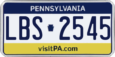 PA license plate LBS2545