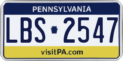 PA license plate LBS2547