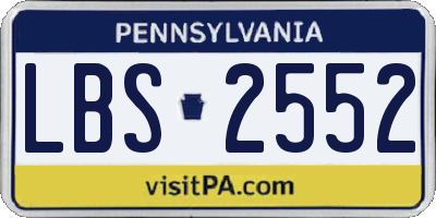 PA license plate LBS2552