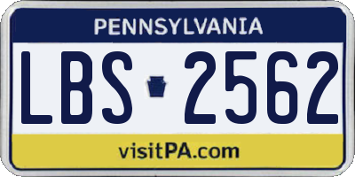 PA license plate LBS2562