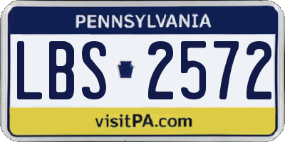 PA license plate LBS2572