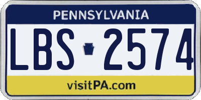 PA license plate LBS2574
