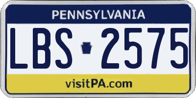 PA license plate LBS2575