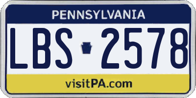 PA license plate LBS2578