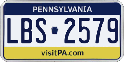 PA license plate LBS2579
