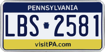 PA license plate LBS2581