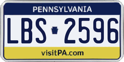 PA license plate LBS2596
