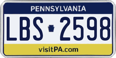 PA license plate LBS2598
