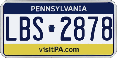 PA license plate LBS2878