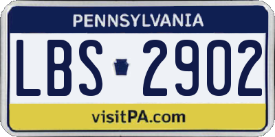 PA license plate LBS2902