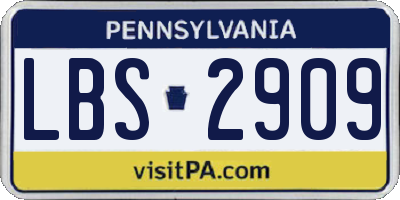 PA license plate LBS2909